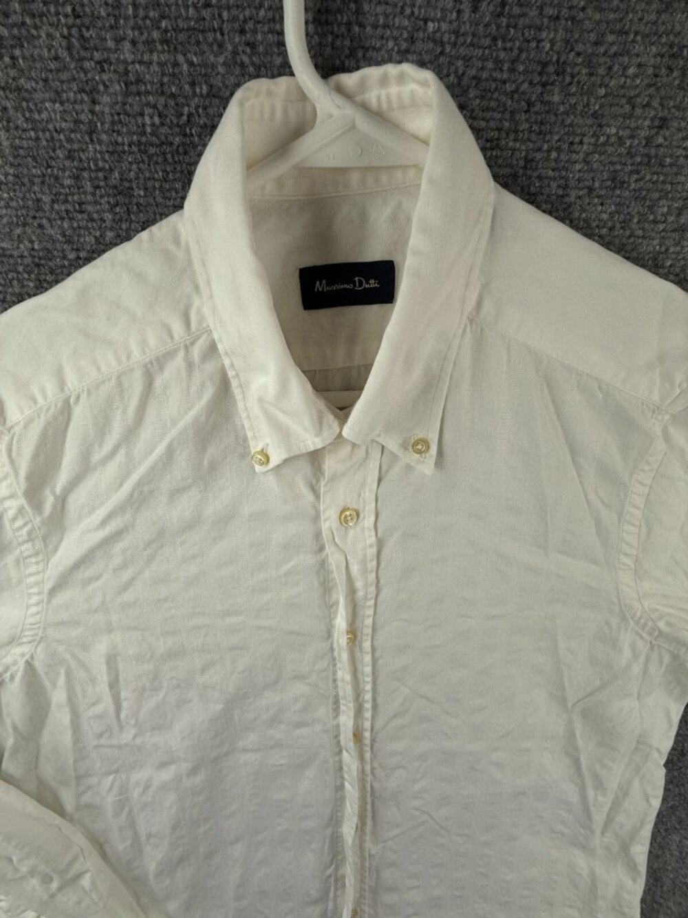 Massimo Dutti Button Up Shirt Long Sleeve Cotton Designer White Striped Medium